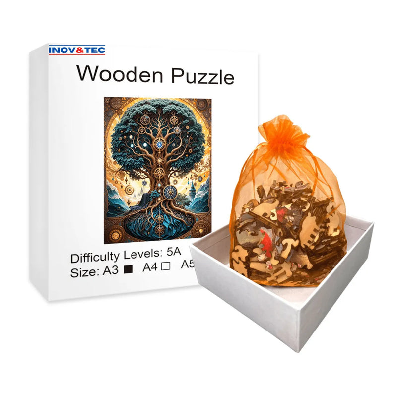 Quebra-Cabeça de Madeira Inova WOOD PUZZLE - Árvore dos Destinos | Diversão com Diversos Benefícios para Crianças e Idosos