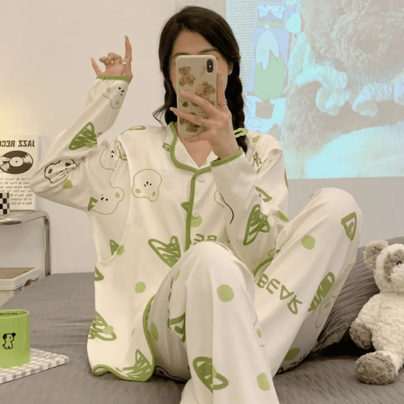 Pijama Feminino Baby Conjunto Calça e Camisa Longa Em Algodão Elástico | Conforto e Aconchego
