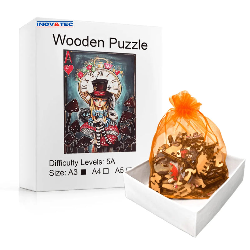 Quebra-Cabeça de Madeira Inova WOOD PUZZLE - Alice e o Tempo | Diversão com Diversos Benefícios