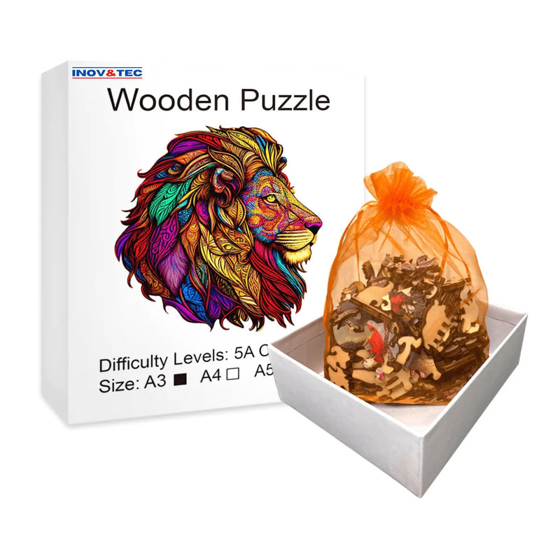 Quebra-Cabeça de Madeira Inova WOOD PUZZLE - Perfil da Selva | Diversão com Diversos Benefícios para Crianças e Idosos