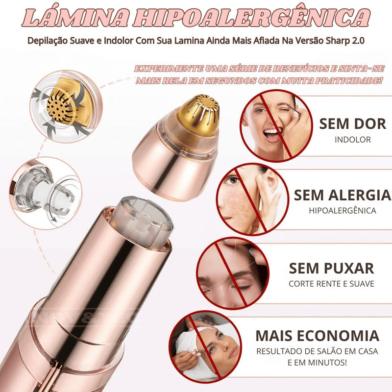 Caneta Depiladora EyeShape Para Sobrancelha e Pelos Faciais Indolor | BRINDE Stencil Para Maquiagem Perfeita e Resultado De Salão em Segundos!
