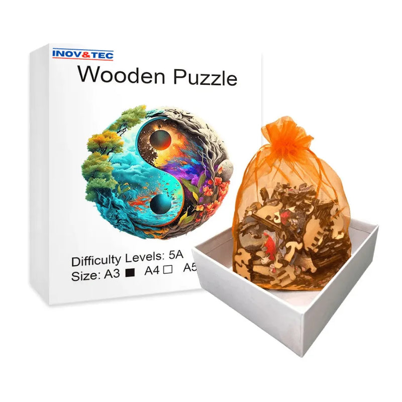 Quebra-Cabeça De Madeira Inova WOOD PUZZLE - Yin-Yang do Universo | Diversão Com Diversos Benefícios