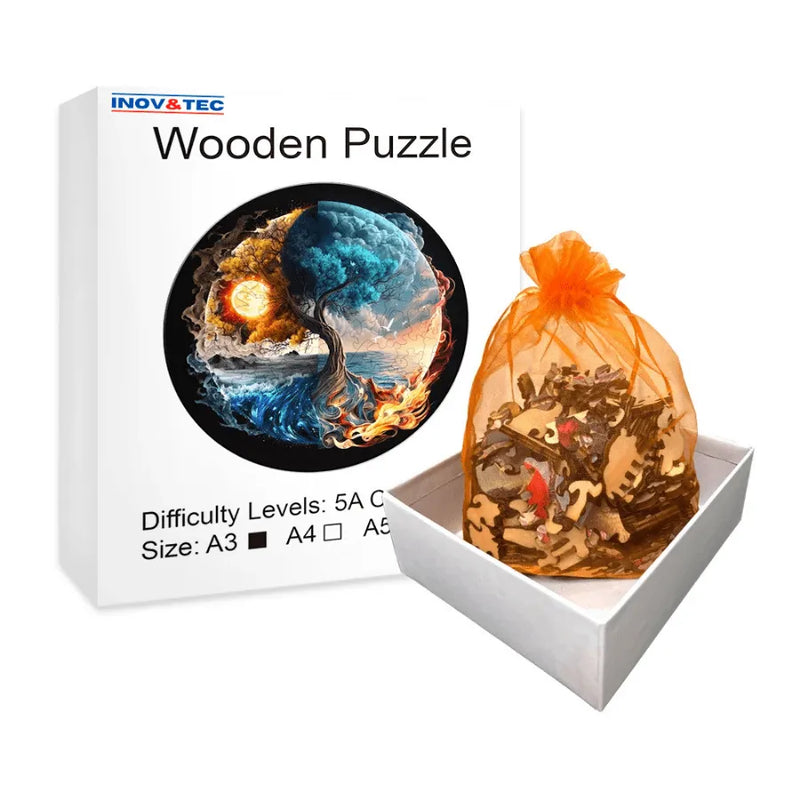 Quebra-Cabeça De Madeira Inova WOOD PUZZLE - Árvore da Vida | Diversão Com Diversos Benefícios Para Crianças e Idosos