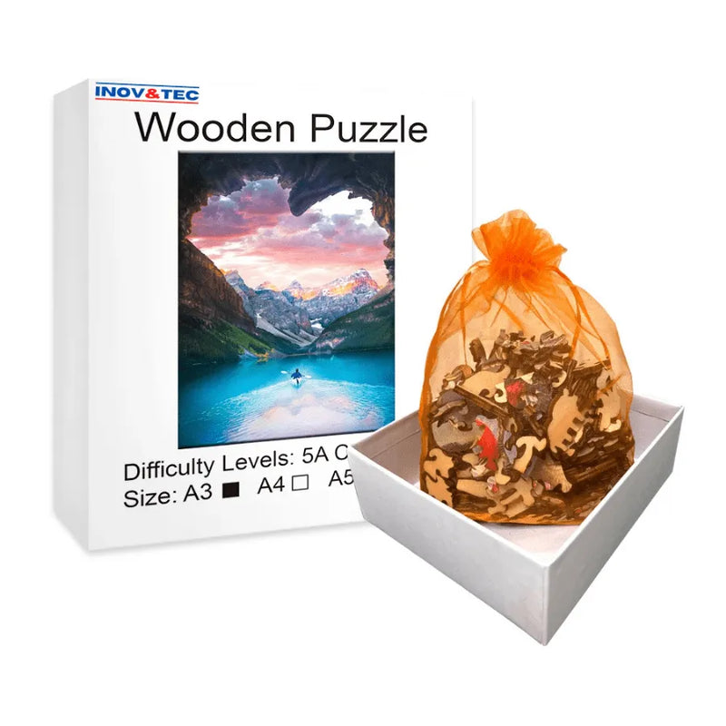 Quebra-Cabeça De Madeira Inova WOOD PUZZLE - Caiaque No Lago | Diversão Com Diversos Benefícios