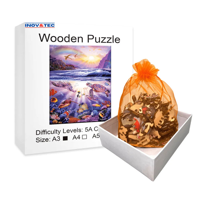Quebra-Cabeça de Madeira Inova WOOD PUZZLE - Ilha da Vida | Diversão com Diversos Benefícios para Crianças e Idosos