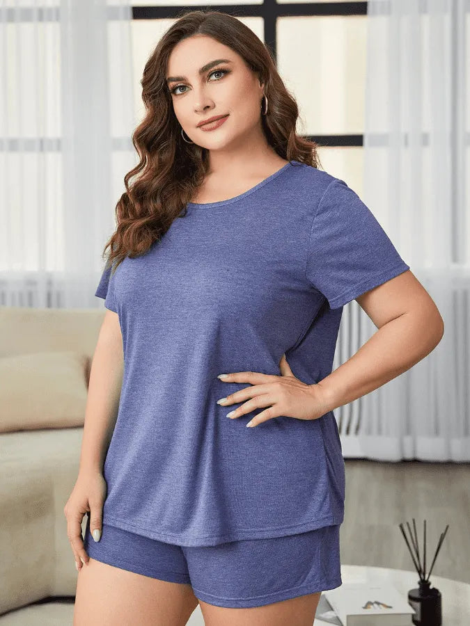 Pijama Feminino Plus Size ConfortSleep - Conjunto BabyDoll e Shorts Fresquinho LooseFit | Tecido Super Macio e Confortável
