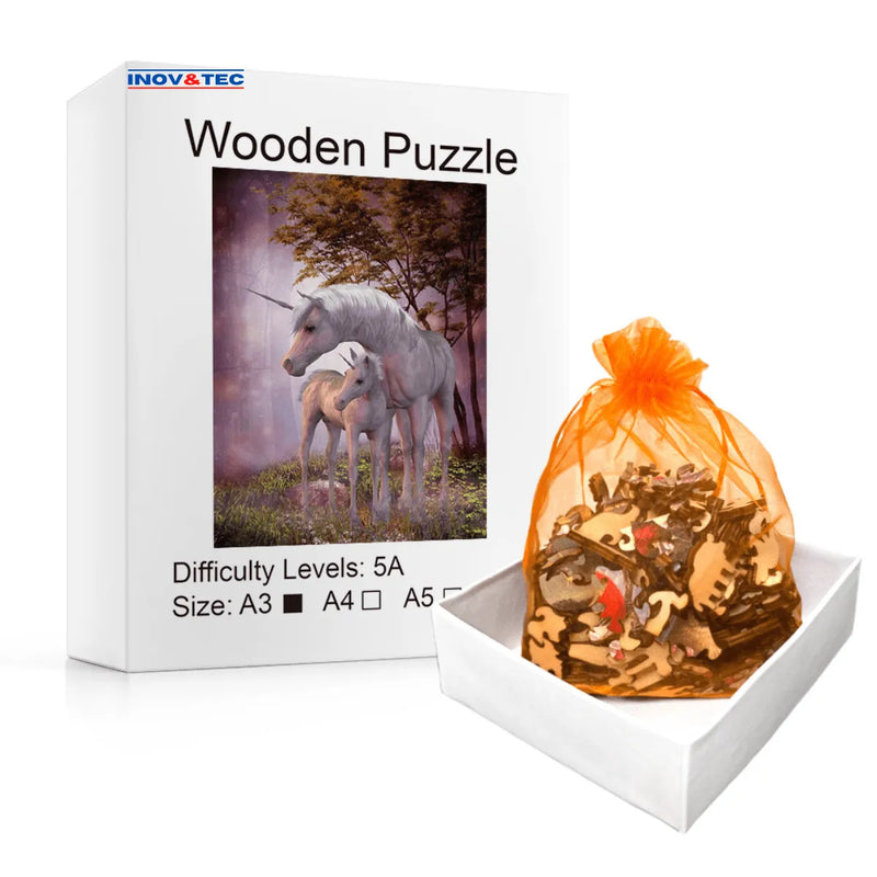 Quebra-Cabeça de Madeira Inova WOOD PUZZLE - Pôneis Encantados | Diversão com Diversos Benefícios para Crianças e Idosos