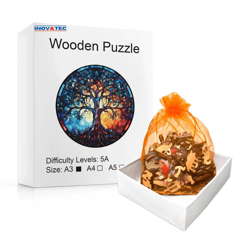 Quebra-Cabeça de Madeira Inova WOOD PUZZLE - Árvore e Pássaros | Diversão com Diversos Benefícios