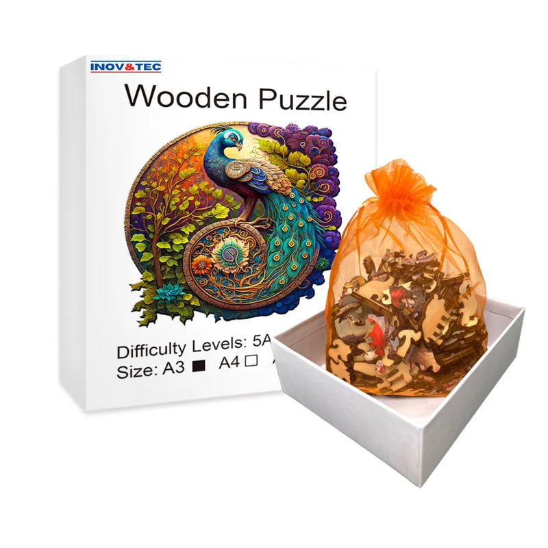 Quebra-Cabeça de Madeira Inova WOOD PUZZLE - Pássaros Floral | Diversão com Diversos Benefícios