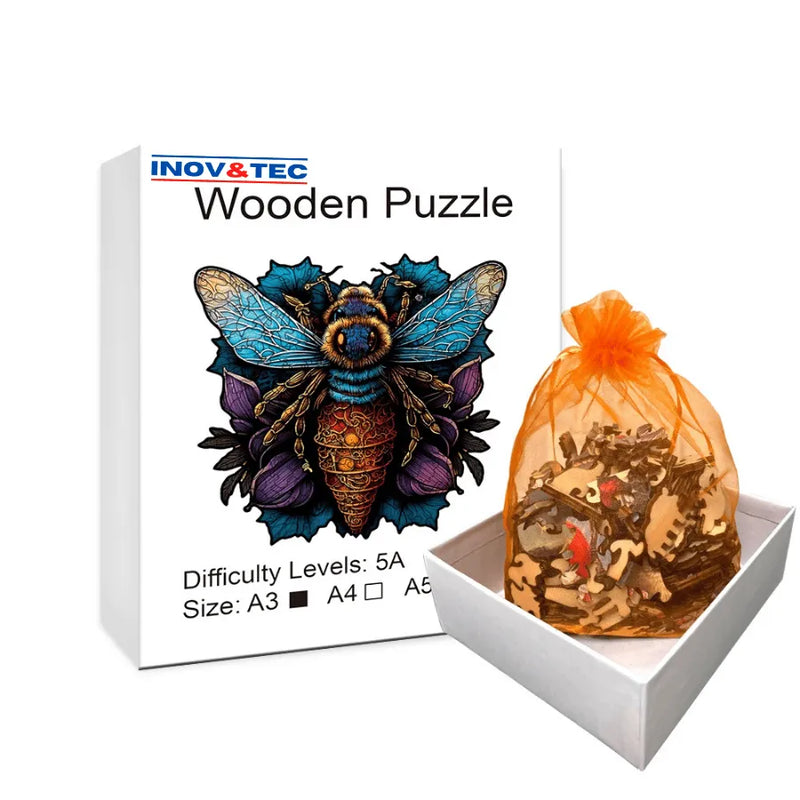 Quebra-Cabeça De Madeira Inova WOOD PUZZLE - Abelha Rainha | Diversão Com Diversos Benefícios Para Crianças e Idosos