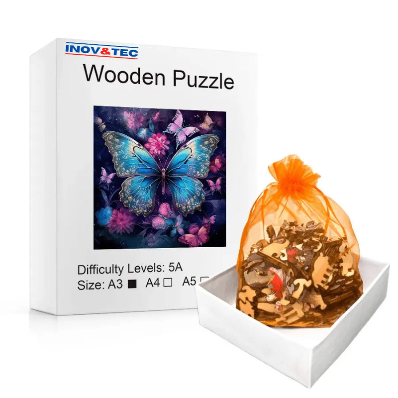 Quebra-Cabeça De Madeira Inova WOOD PUZZLE - Borboleta Rainha | Diversão Com Diversos Benefícios