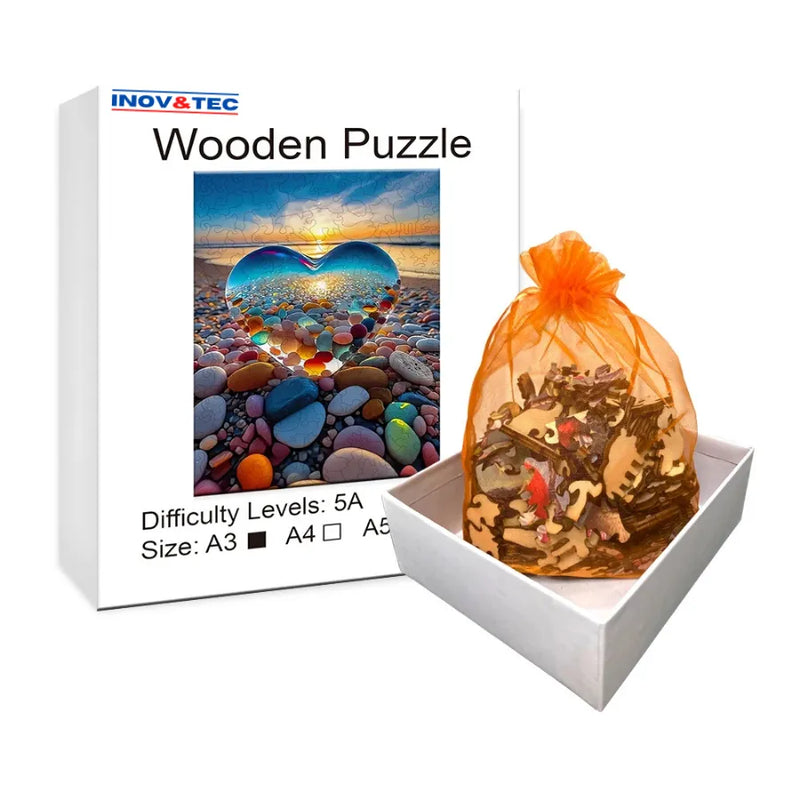 Quebra-Cabeça De Madeira Inova WOOD PUZZLE - Coração do Mar | Diversão Com Diversos Benefícios Para Crianças e Idosos