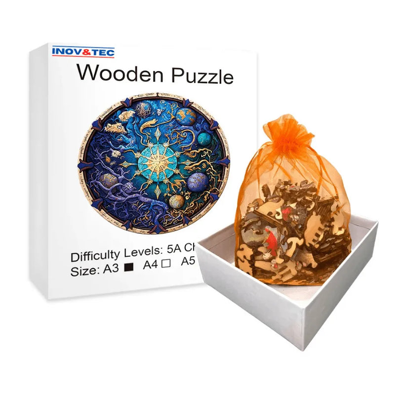 Quebra-Cabeça De Madeira Inova WOOD PUZZLE - Planetas No Universo | Diversão Com Diversos Benefícios Para Crianças e Idosos