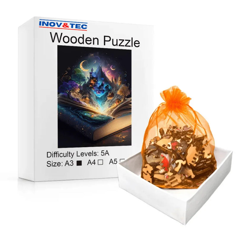 Quebra-Cabeça De Madeira Inova WOOD PUZZLE - Castelo Encantado | Diversão Com Diversos Benefícios Para Crianças e Idosos