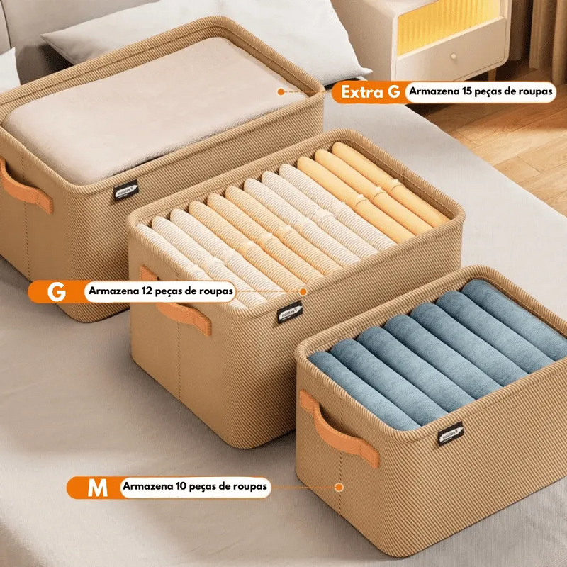 Kit com até 8 Caixas Organizadoras Dobráveis para Roupas Modern Luxo