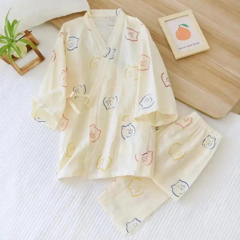 Pijama Feminino Cotton Blossom - Conjunto Calça e Camisa Curta em 100% Algodão | Macio, Leve e Super Confortável