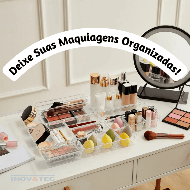 Kit Organizadores Em Acrílico Premium - Organize Suas Gavetas, Maquiagem e Muito Mais Com Estilo e Praticidade