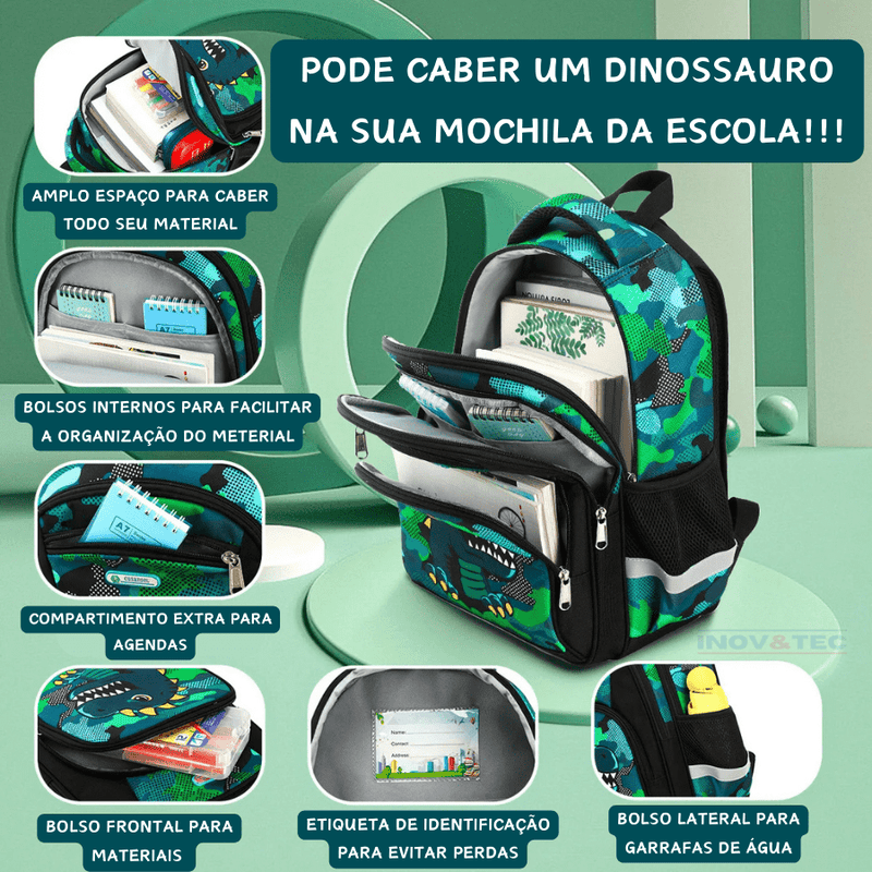 Mochila Infantil Amigo Dino - Volta as Aulas Com Grande Estilo