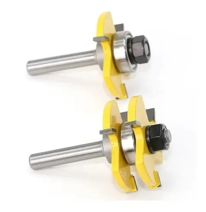 kit 2x Fresas Macho Fêmea para Tupia Manual Haste 8mm com 45mm Diâmetro