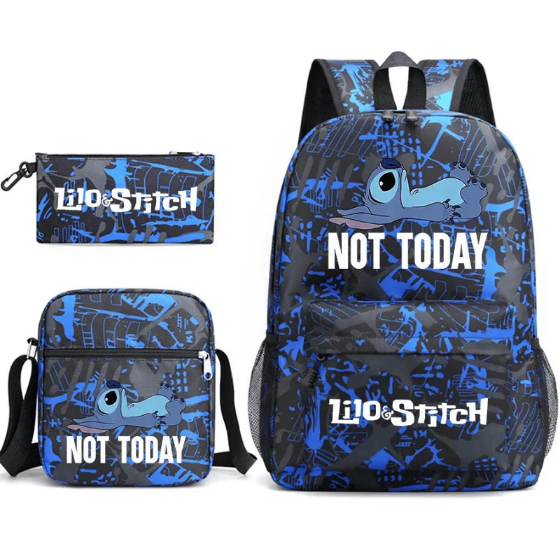 Kit Escolar Infantil Mochila + Lancheira e Estojo Lilo Stitch Lovers