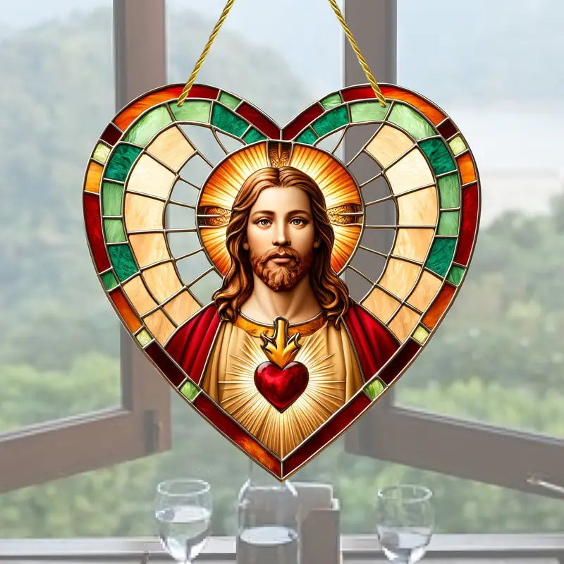 Vitral Decorativo Em Acrílico Jesus Amoroso | Decoração Religiosa Para Sua Casa