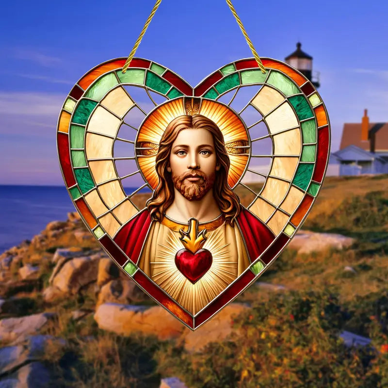 Vitral Decorativo Em Acrílico Jesus Amoroso | Decoração Religiosa Para Sua Casa