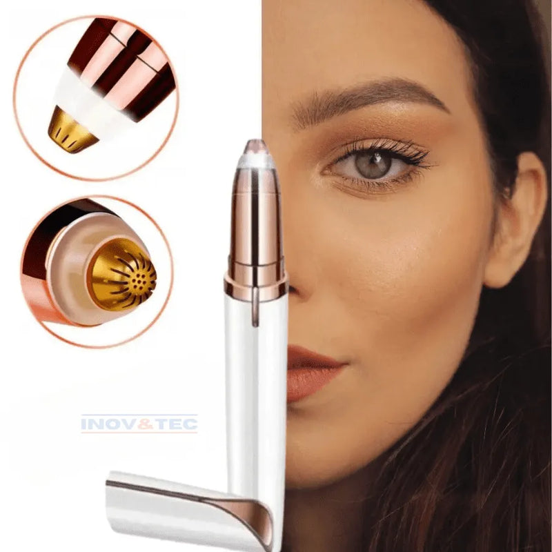 Caneta Depiladora de Sobrancelha e Pelos Faciais Indolor | BRINDE Stencil Para Maquiagem Perfeita e Resultado De Salão em Segundos!