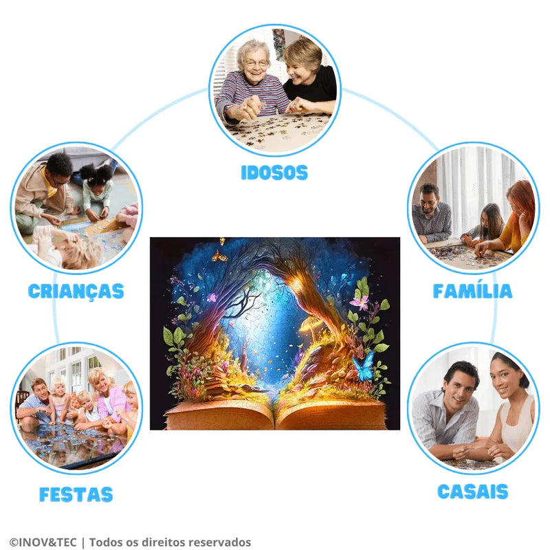 Quebra-Cabeça De Madeira Inova WOOD PUZZLE - Livro Encantado | Diversão Com Diversos Benefícios