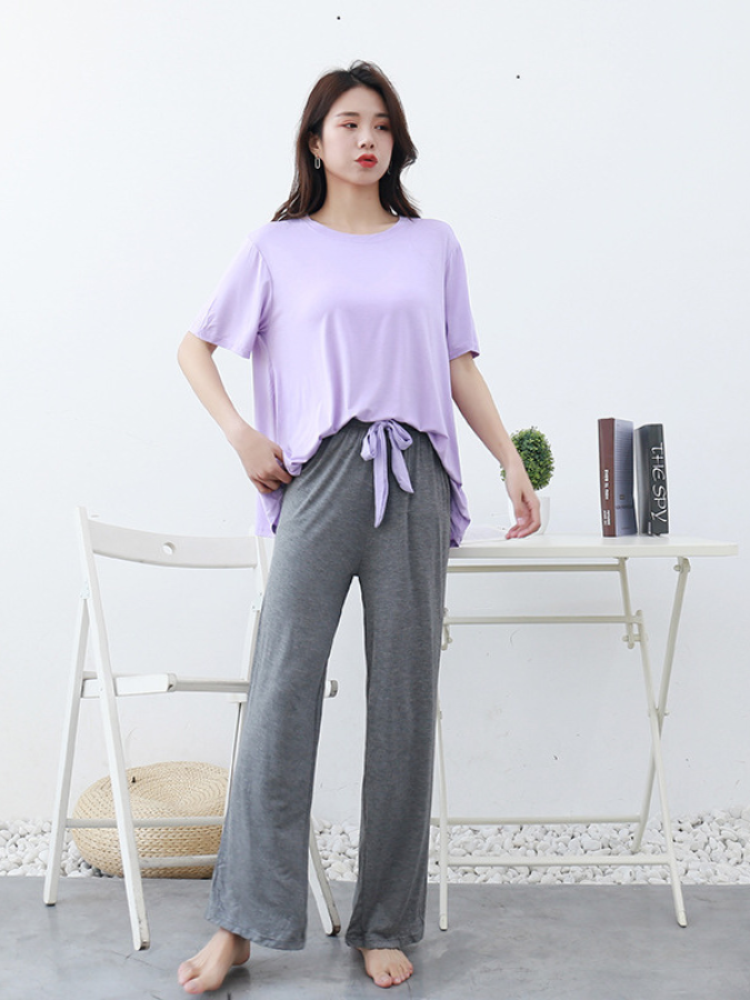 Pijama Feminino Bliss Dream - Conjunto Calça e Camisa Manga Curta 100% Modal | Respirável, Macio e Super Confortável