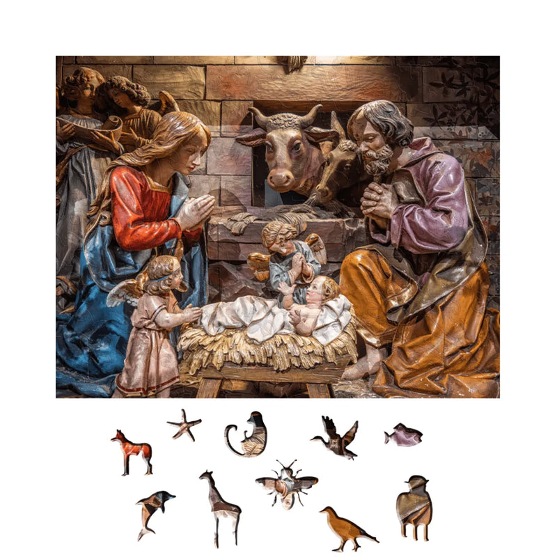 Quebra-Cabeça de Madeira Inova WOOD PUZZLE - Presépio | Diversão com Diversos Benefícios para Crianças e Idosos