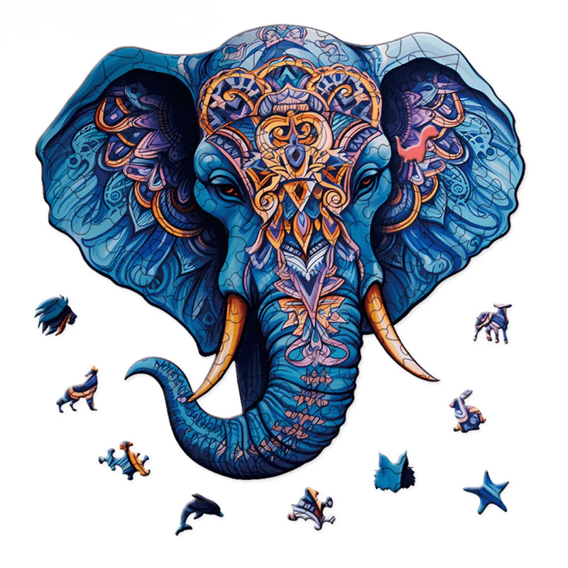 Quebra-Cabeça de Madeira Inova WOOD PUZZLE - Tromba Azul | Diversão com Diversos Benefícios para Crianças e Idosos