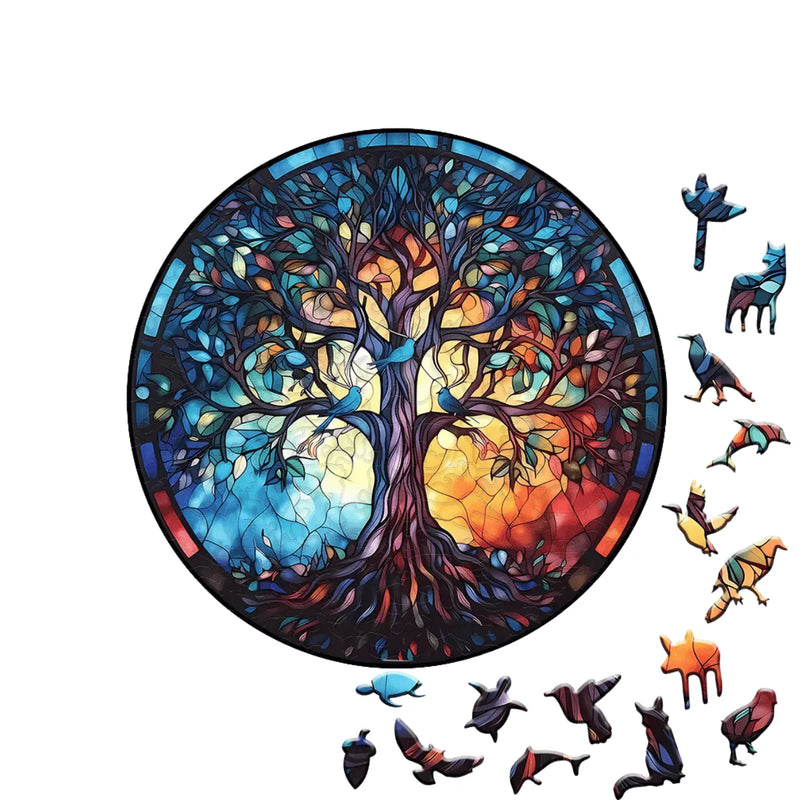 Quebra-Cabeça de Madeira Inova WOOD PUZZLE - Árvore e Pássaros | Diversão com Diversos Benefícios