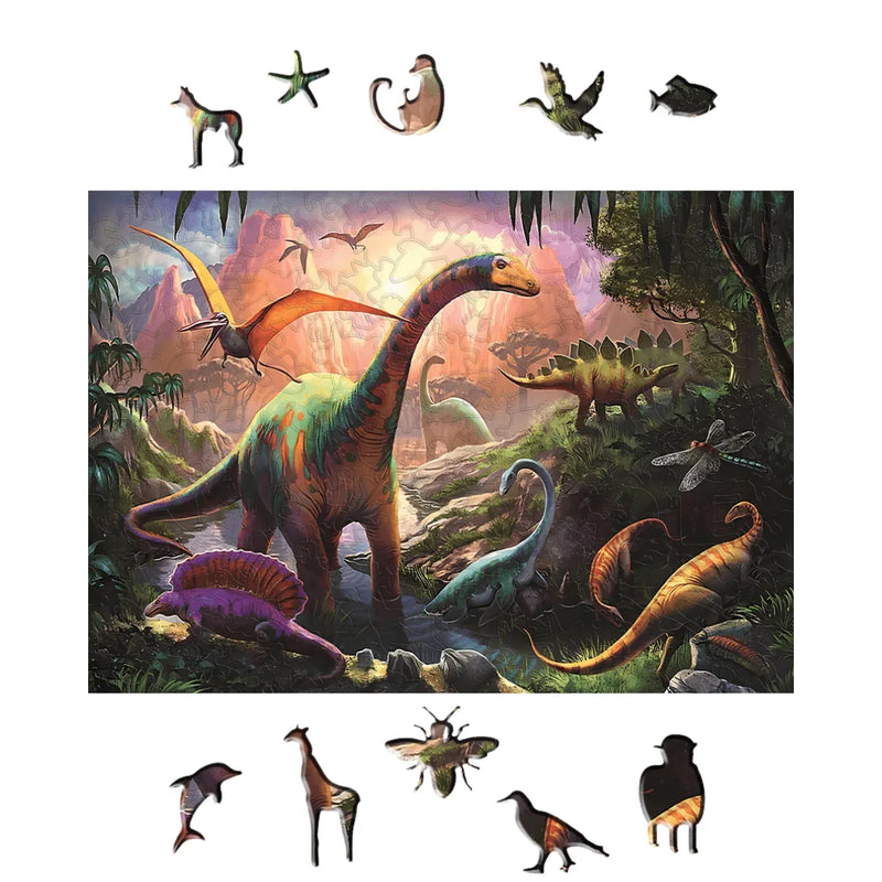 Quebra-Cabeça de Madeira Inova WOOD PUZZLE - Mundo Dinossauros | Diversão com Diversos Benefícios