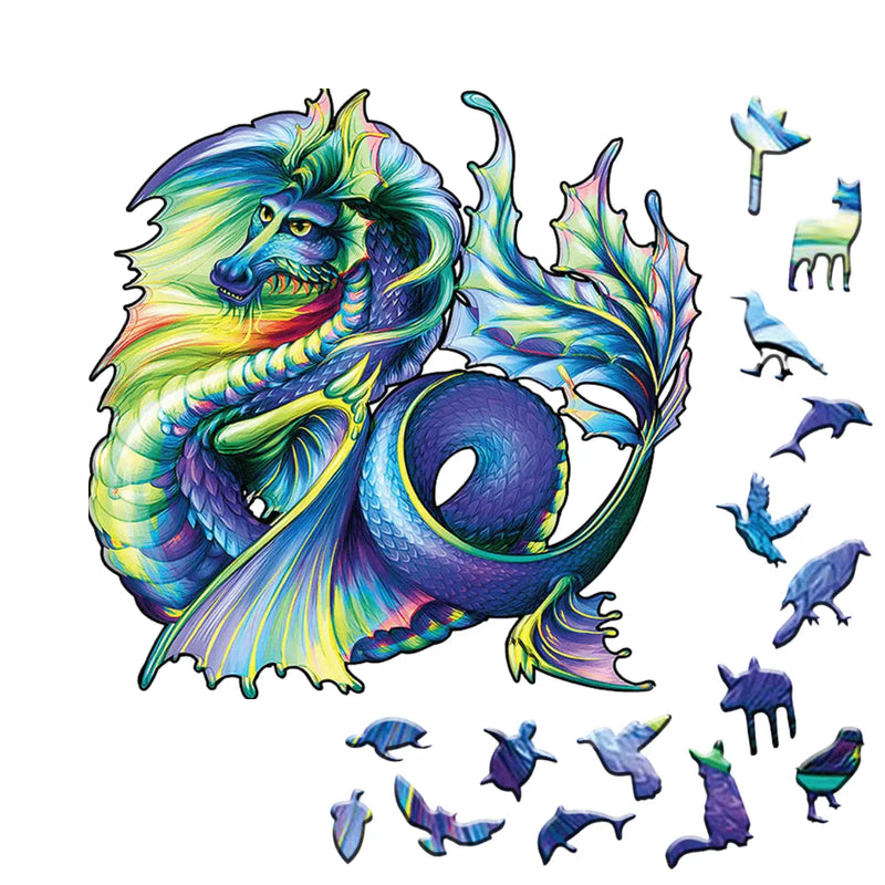 Quebra-Cabeça de Madeira Inova WOOD PUZZLE - Dragão dos Mares | Diversão com Diversos Benefícios para Crianças e Idosos