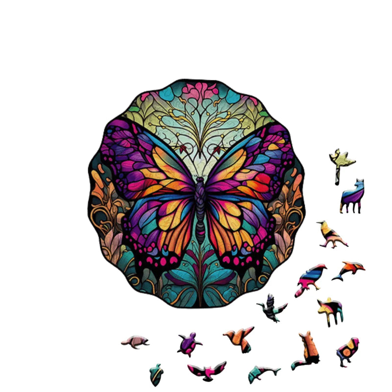 Quebra-Cabeça de Madeira Inova WOOD PUZZLE - Borboleta Roxa | Diversão com Diversos Benefícios