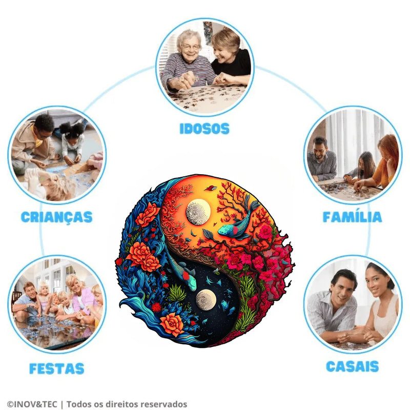 Quebra-Cabeça de Madeira Inova WOOD PUZZLE - Yin-Yang Aquático | Diversão com Diversos Benefícios