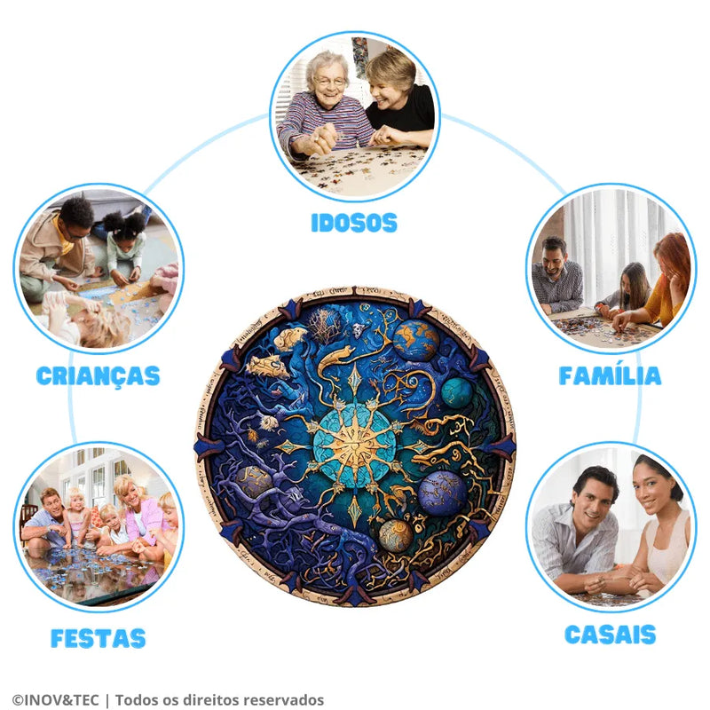 Quebra-Cabeça De Madeira Inova WOOD PUZZLE - Planetas No Universo | Diversão Com Diversos Benefícios Para Crianças e Idosos