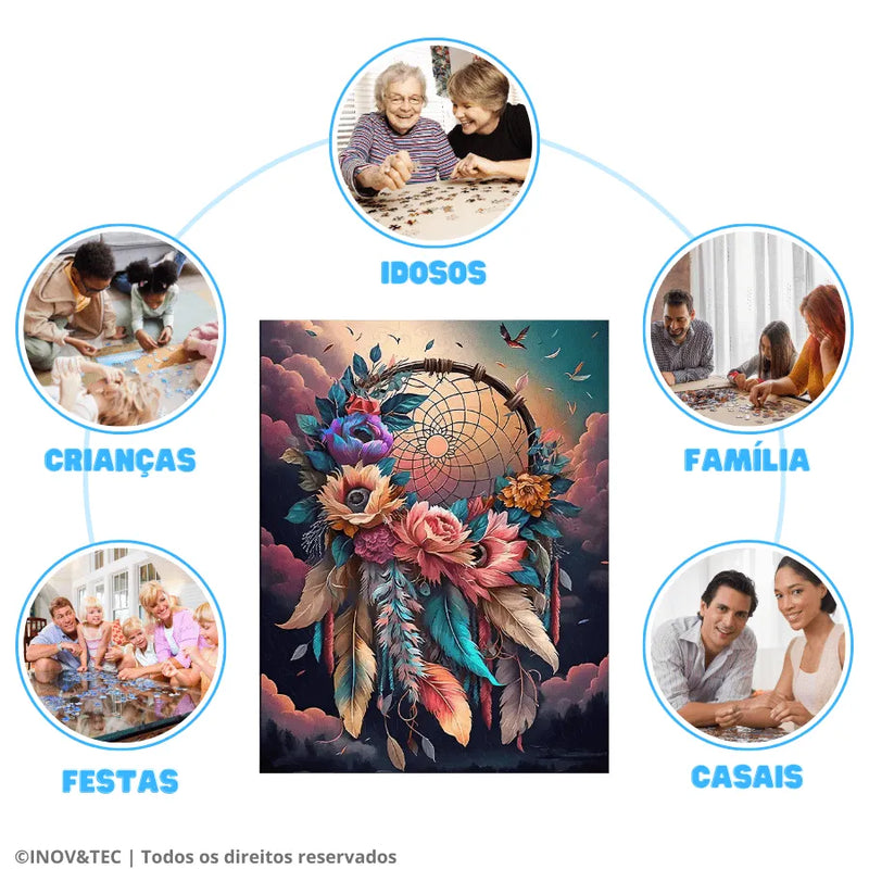 Quebra-Cabeça De Madeira Inova WOOD PUZZLE - Mandala Florida | Diversão Com Diversos Benefícios Para Crianças e Idosos