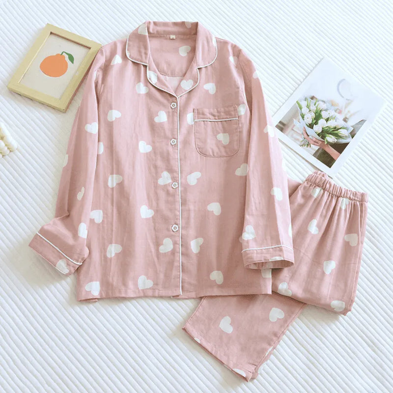 Pijama Feminino LoveConfort- Conjunto Camisa Longa e Calça | Tecido Algodão Egípcio Super Macio e Confortável