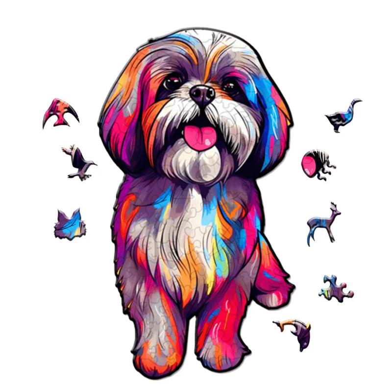 Quebra-Cabeça de Madeira Inova WOOD PUZZLE - Cachorro Branco  | Diversão com Diversos Benefícios