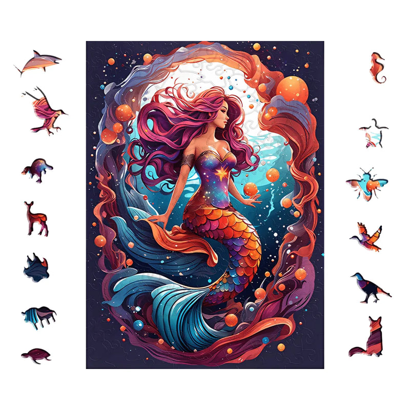 Quebra-Cabeça de Madeira Inova WOOD PUZZLE - Sereia no Mar | Diversão com Diversos Benefícios