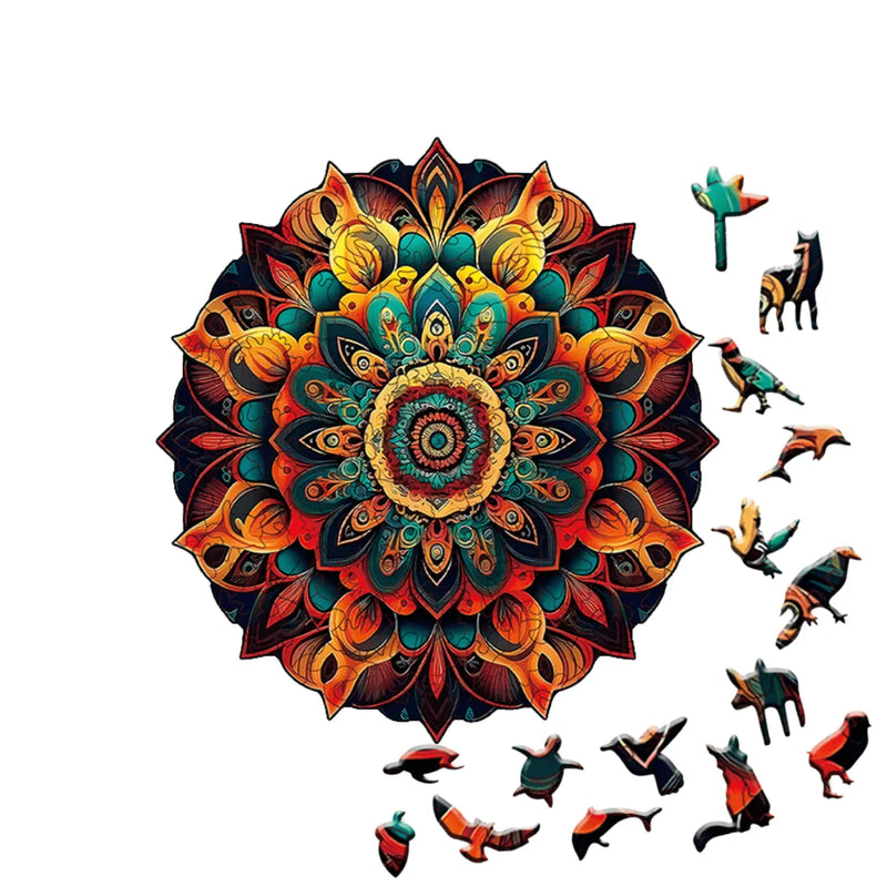 Quebra-Cabeça de Madeira Inova WOOD PUZZLE - Mandala Radiante | Diversão com Diversos Benefícios para Crianças e Idosos