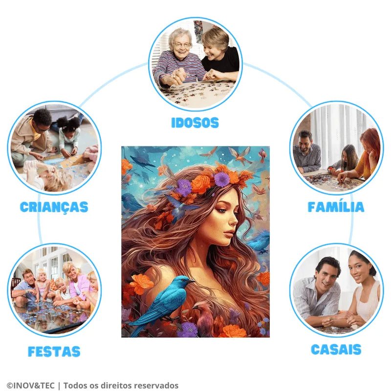 Quebra-Cabeça De Madeira Inova WOOD PUZZLE - Mãe Natureza | Diversão Com Diversos Benefícios Para Crianças e Idosos