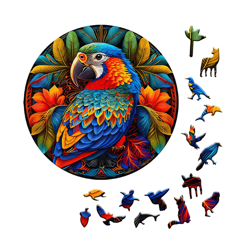 Quebra-Cabeça de Madeira Inova WOOD PUZZLE - Pássaro Colorido | Diversão com Diversos Benefícios para Crianças e Idosos