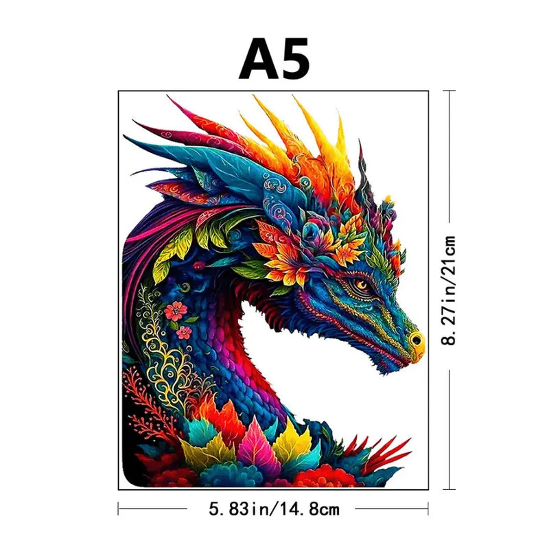 Quebra-Cabeça De Madeira Inova WOOD PUZZLE - Dragão Colorido | Diversão Com Diversos Benefícios Para Crianças e Idosos