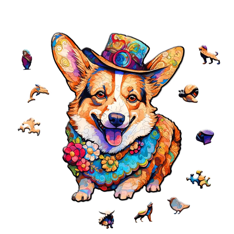 Quebra-Cabeça de Madeira Inova WOOD PUZZLE - Cachorro de Chapéu | Diversão com Diversos Benefícios