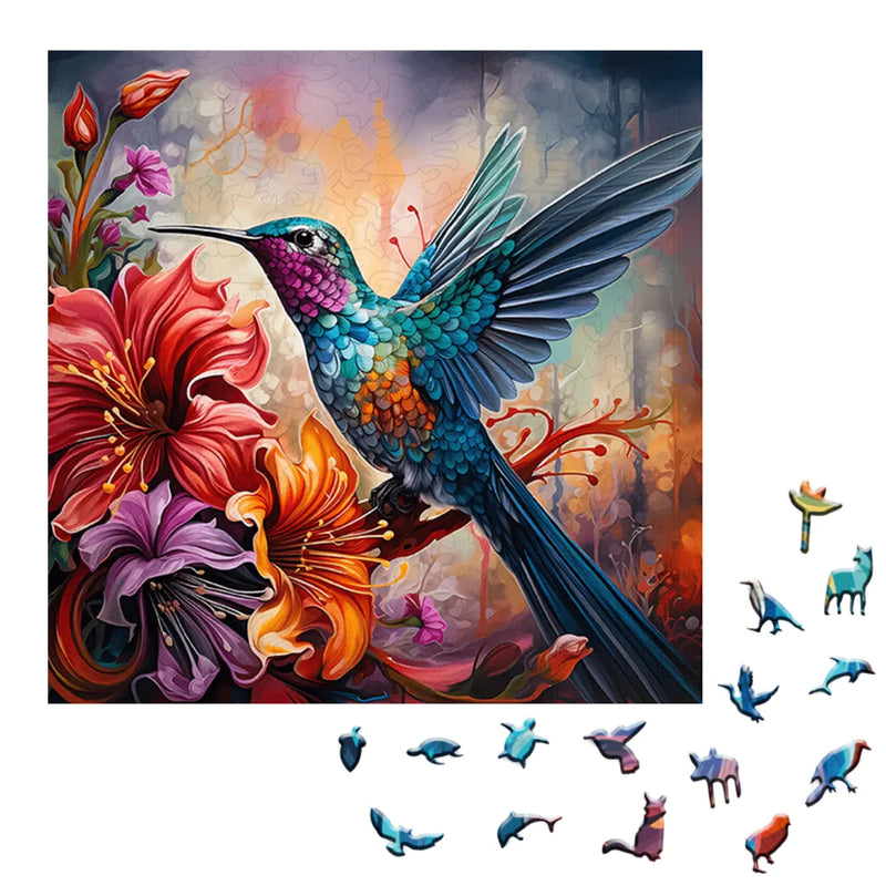 Quebra-Cabeça de Madeira Inova WOOD PUZZLE - Beija-flor da Floresta | Diversão com Diversos Benefícios
