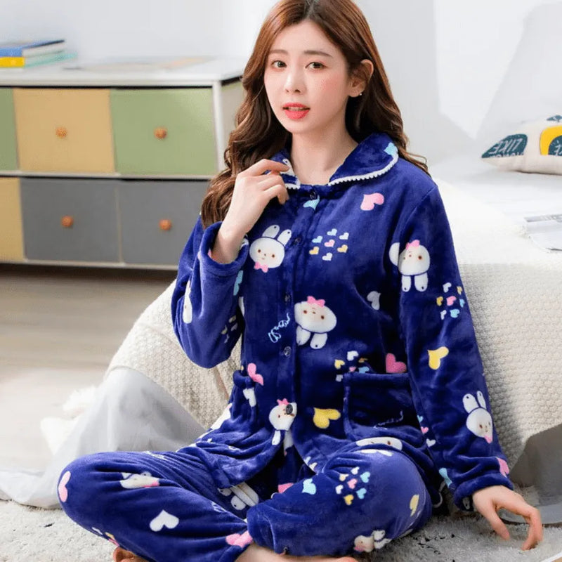 Pijama Feminino Peluciado Plush Warmth - Conjunto Blusa e Calça De Pelúcia Plush | Quentinho, Macio e Super Confortável