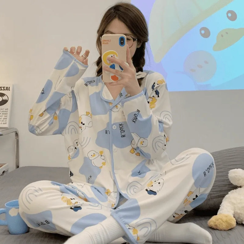Pijama Feminino Baby Conjunto Calça e Camisa Longa Em Algodão Elástico | Conforto e Aconchego