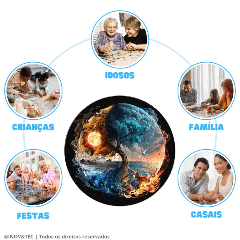 Quebra-Cabeça De Madeira Inova WOOD PUZZLE - Árvore da Vida | Diversão Com Diversos Benefícios Para Crianças e Idosos
